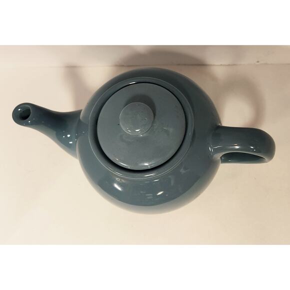 Vintage Blue Stoneware Teapot with Lid – Chance Hold Taiwan Pottery - Picture 5 of 9